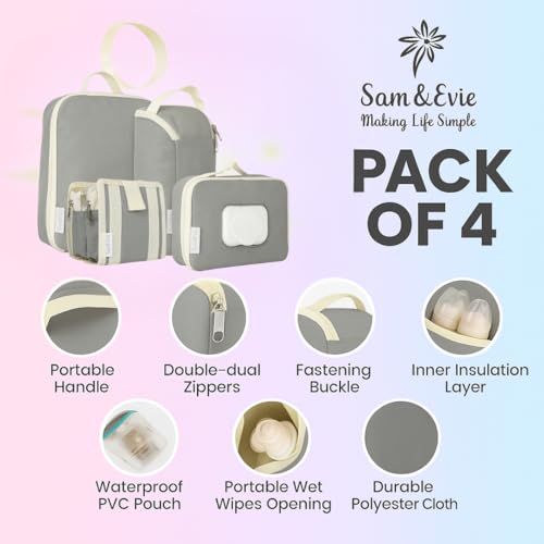 Diaper Bag Organizer Set – Travel Packing Cubes for Baby Essentials, Newborn Must Haves, Diaper Bag Accessories, Wipes Pouch, Snack Pouch – For Boys, Girls, and On-the-Go Parents